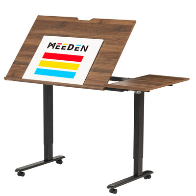 MEEDEN Electric Adjustable Drafting Table: 31"-52" Height Adjustable - Tiltable Tabletop Sit Standing Home Office Desk