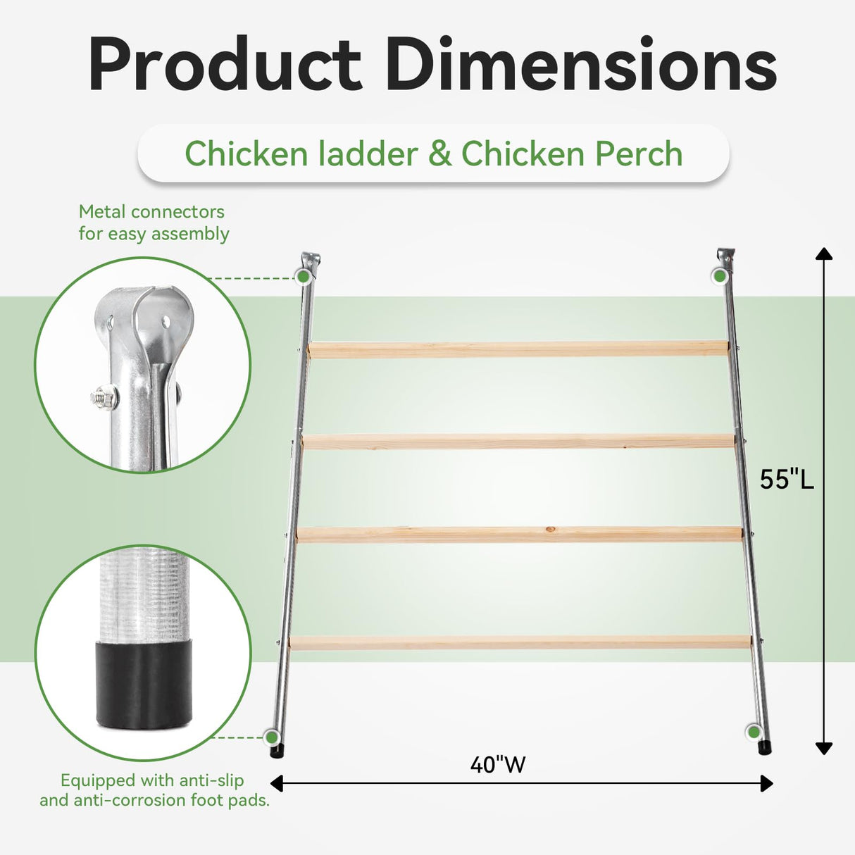 PETSFIT Square Chicken Roosting Perch, Perfect for Backyard Poultry, Chicken Perch for Coop, Easy to Assemble&Clean, Farm Chicken Toys (55" L x 40" W) Petsfit