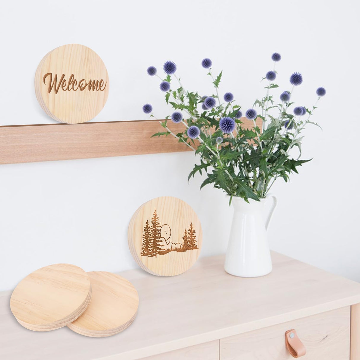 20 PCS 6 Inch Wooden Discs Circles, Unfinished Wood Coasters, Natural Wood Slices, Round Wooden Plaques for DIY Crafts, Home Decoration,Door Hangers, Wood Engraving, Wood Engraving, by GNIEMCKIN. GNIEMCKIN