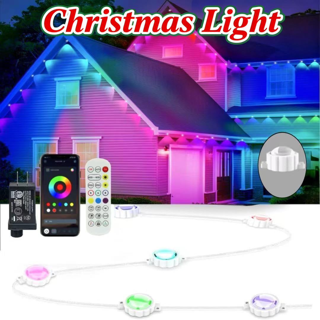 Permanent Outdoor Lights Eaves Light House Light Outdoor Permanent Christmas Lights Multicolor (mulito Color, 100ft with 72 Lights) Honche