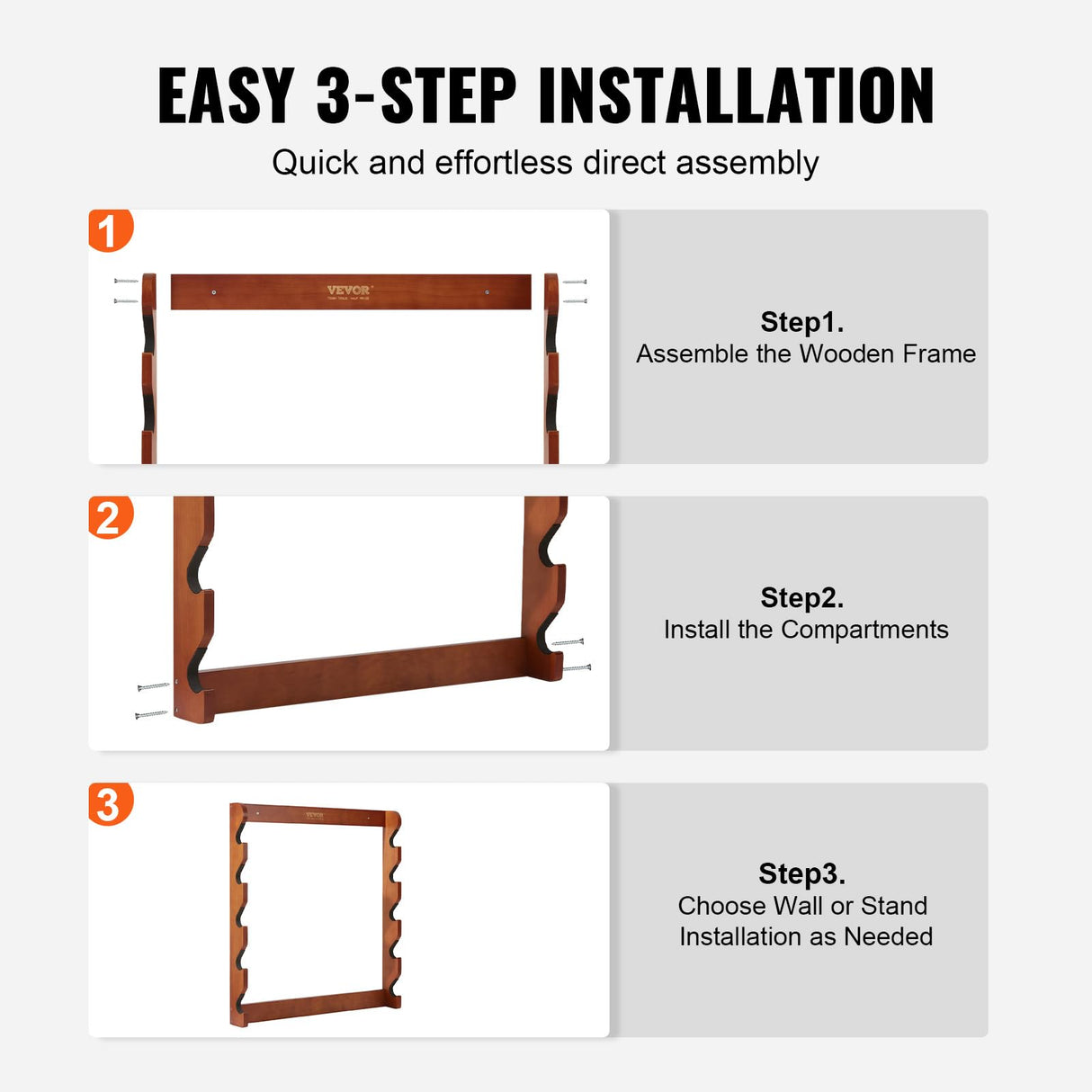 VEVOE Gun Rack, Wood Gun Rack Wall Mount, Gun Display Rack Holds 5 Rifles, Shotguns, 132 lb Heavy Duty Wall Storage Display Rifle Rack with Soft Padding VEVOR