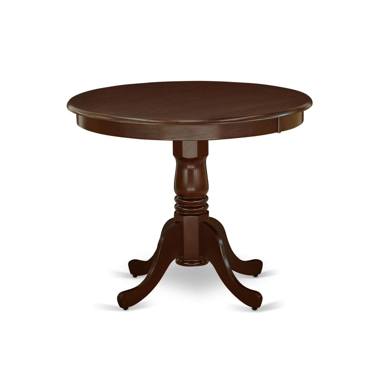 East West Furniture ANAB5-MAH-18 5 Piece Dining Table Set for 4 Includes a Round Kitchen Table with Pedestal and 4 Coffee Linen Fabric Upholstered Chairs, 36x36 Inch, Mahogany East West Furniture