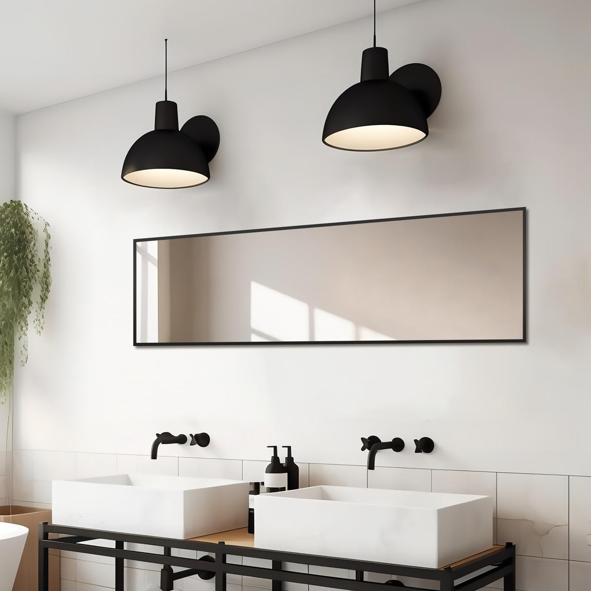 Delma Wall Mirror Full Length Mirror,Standing Mirror Full Body,Large Floor Mirror for Wall Door Bedroom Bathroom Living Room with Aluminium Frame(with Stand,56x15-Black) Delma