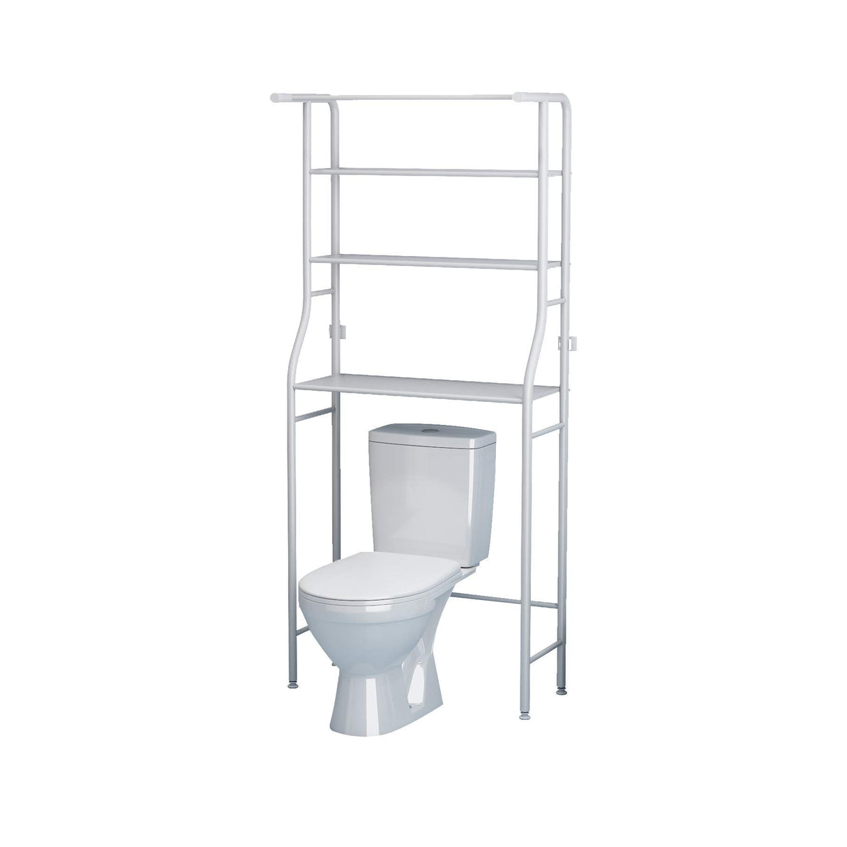 UDEAR 3-Tier Over The Toilet Rack,Bathroom Shelf Space Saver,Corner Stand Storage Organizer Accessories,The Washing Machine,with Hanging Rod,Tower Shelf,White UDEAR