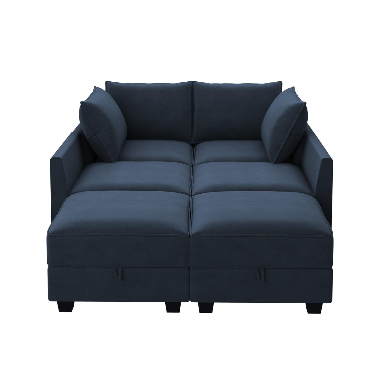 HONBAY Modular Sectional Sleeper Sofa with Storage Velvet Sectional Sleeper Couch with Chaise Sleeper Sectional Couches for Living Room,Dark Blue HONBAY