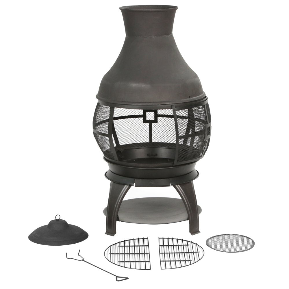 BALI OUTDOORS Wood Burning Fire Pits Chimenea Outdoor Fireplace Wooden Firepit, Brown-Black BALI OUTDOORS