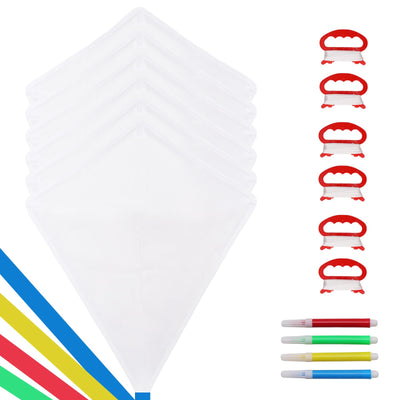 Bcxfbxd 6 Packs DIY Blank Kites Decorating Kite Party Pack Kite Making Craft Kits Bulk Blank Diamond Kite Set for Boys Girls
