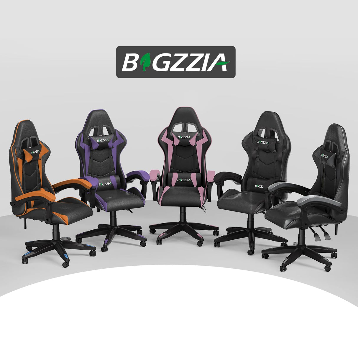 Bigzzia Gaming Chair, Ergonomic Video Game Chairs with Pillow and Lumbar Support, Racing Style Height Adjustable Computer Chair with 360°-Swivel Seat for Adults(Black/Pink) Bigzzia