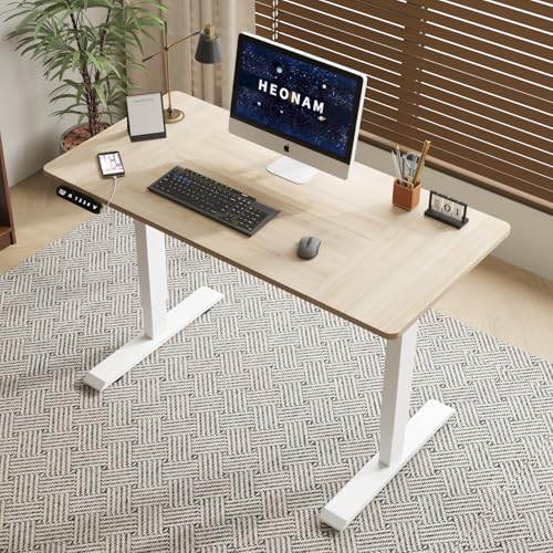 HEONAM 48 Inch Electric Standing Desk with USB Charging Port, Height Adjustable Sit Stand Desk with Memory Presets, Spacious Desktop and Sturdy Metal Frame for Home Office HEONAM