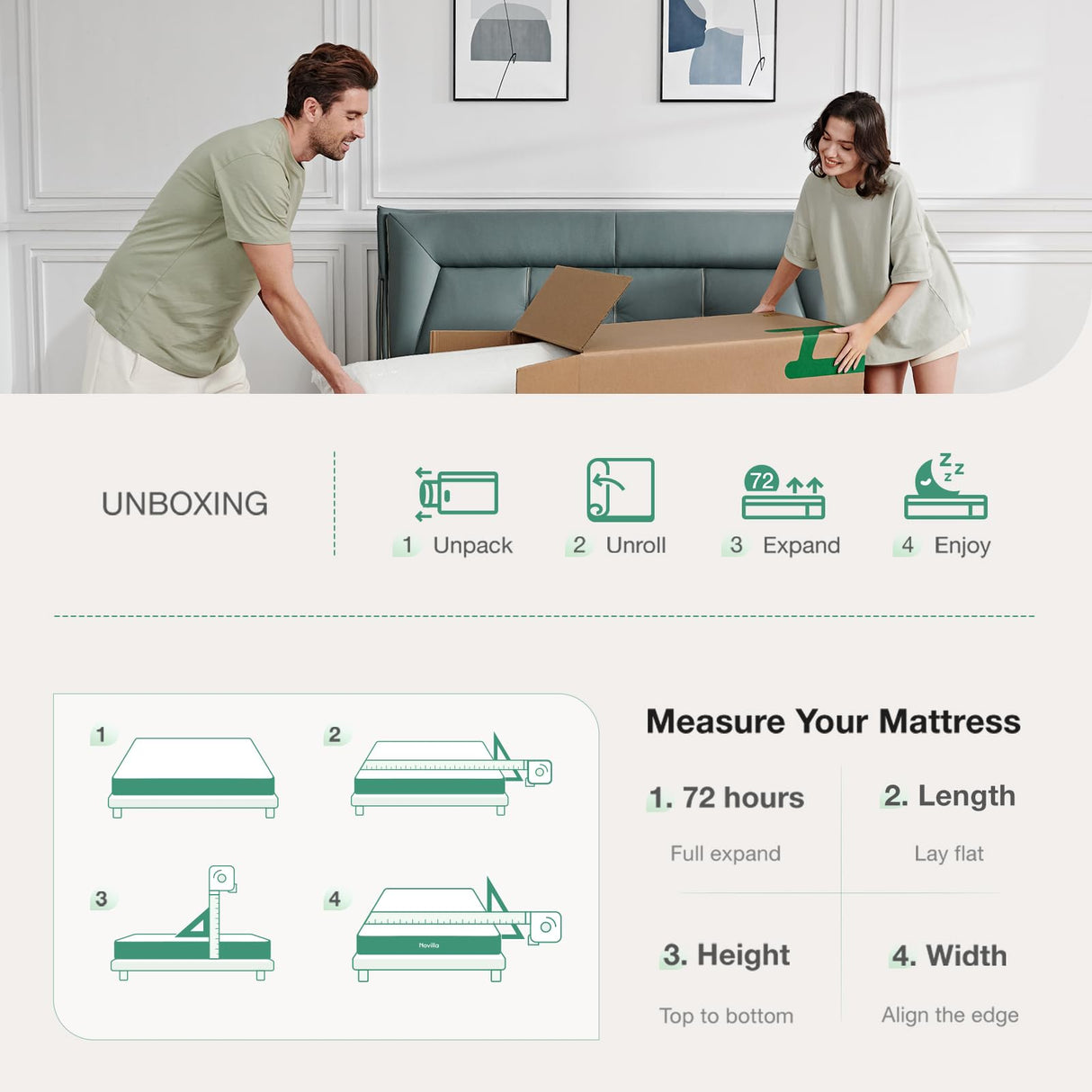 Novilla Twin Mattress, 6 Inch Foam Mattress in a Box, Double Side Sleep Twin Size Mattress with Breathable Fabric Cover for Back & Side Sleeper, Flippable Mattress with Air Zone Novilla