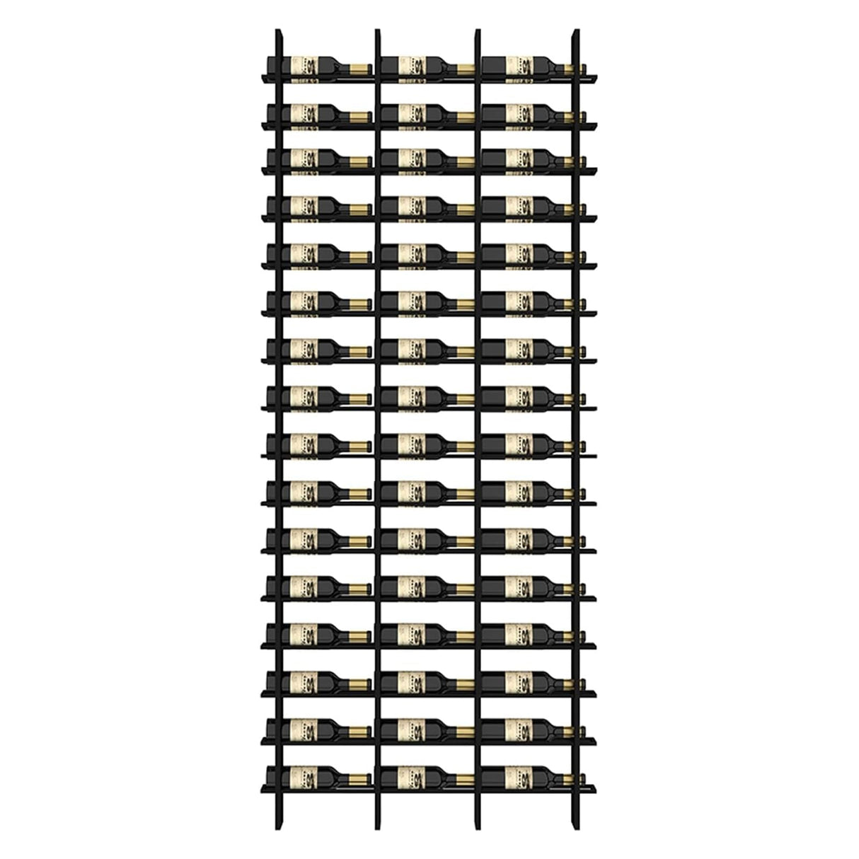 amhricho Wall Mounted Wine Rack, H 94.5INCH, 16 Rows, Black 48 Bottle, Metal Wine Bottle Holder for Home Bar, Wine Kitchen Storage (Black, 3 Columns) amhricho