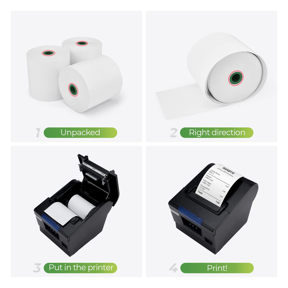 MUNBYN Thermal Paper 3 1/8 x 230ft, 10 Rolls Receipt Paper Work for Star Micronics TSP100 TSP143 Epson 80mm Receipt Printer Square POS Register, 80mm Thermal Receipt Paper, BPA Free, Plus Version MUNBYN
