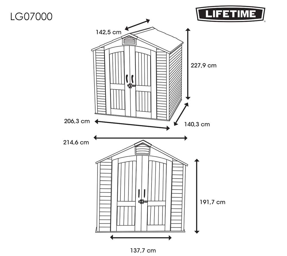 Lifetime 60057 Outdoor Storage Shed, 7 x 4.5' Lifetime