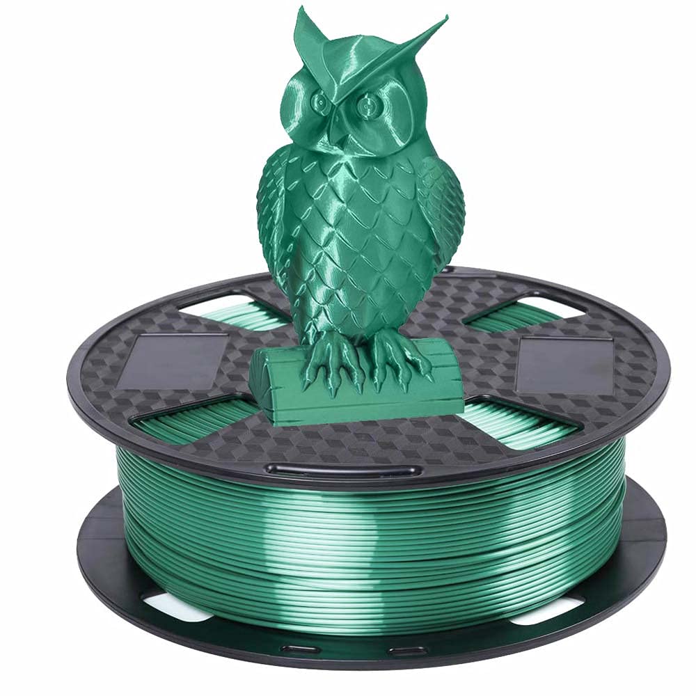 Shiny Silk Green PLA Filament 1.75 mm 3D Printer Filament 1KG 2.2LBS Spool 3D Printing Material Shine Silky Shiny Metal PLA CC3D Silk PLA Metallic Sage Green Color CC3D
