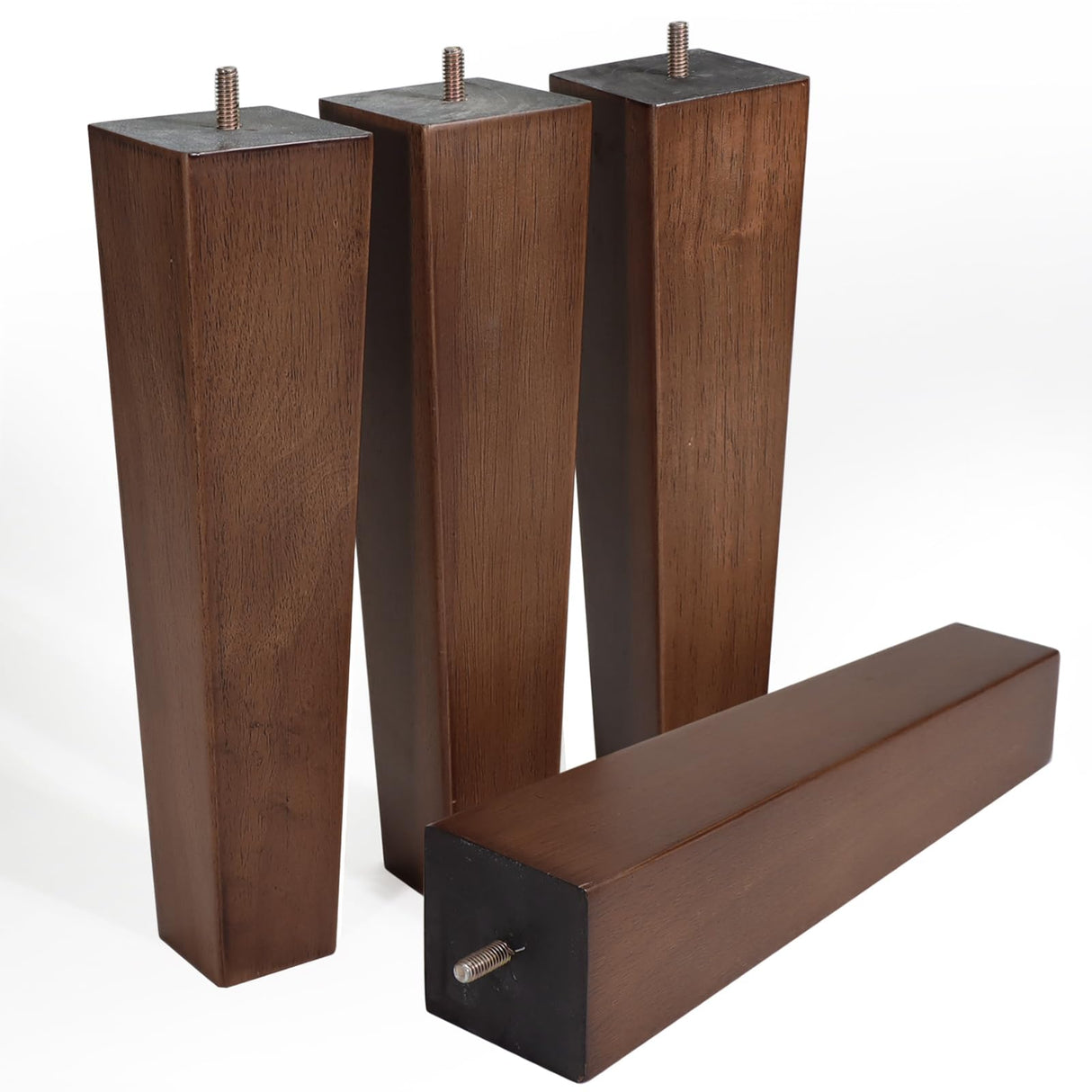 WEKIS Solid Wooden Furniture Legs 12 Inch, Natural Wood Mid Century Brown Square Legs Furniture Replacements Feet for Couch Legs, Sofa Legs, Cabinet Legs, Bench Legs, Bed Legs, Set of 4 WEKIS