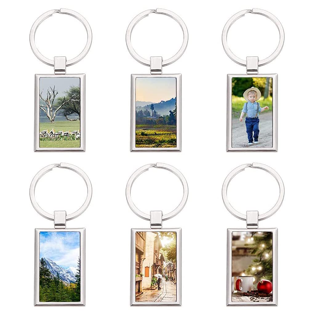 MGBISYI 10 Pieces Sublimation Blank Keychain with Key Ring Heat Transfer Keychain for Christmas Valentine Graduation Day Present (Rectangle) MGBISYI