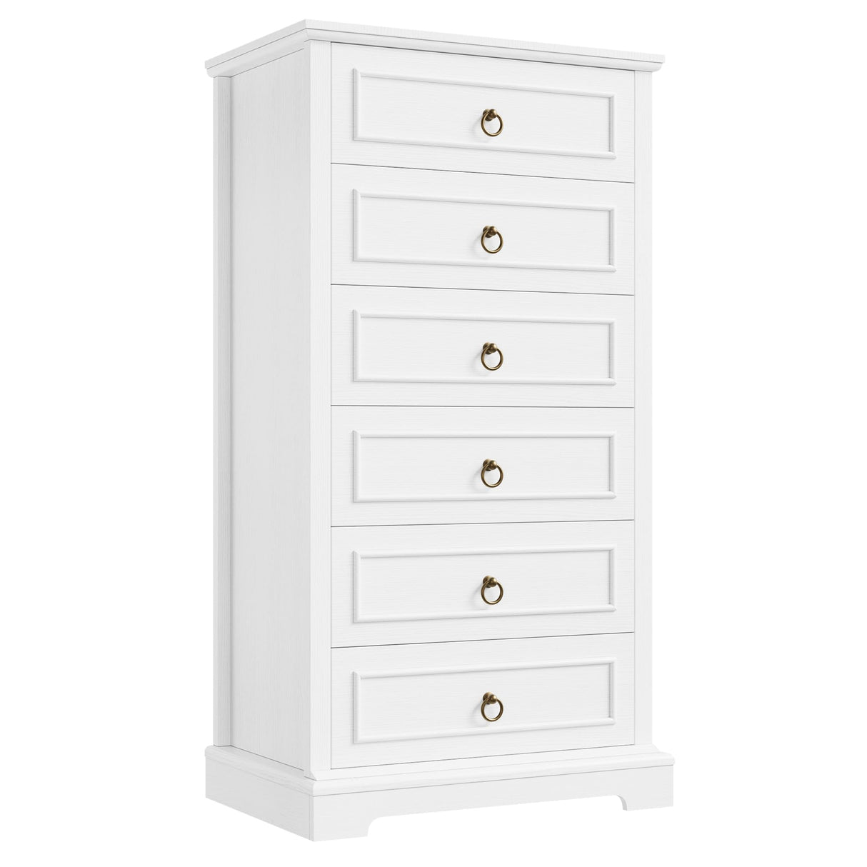 HOSTACK White Dresser for Bedroom, 52" Tall Dresser, Vertical 6 Drawer Dresser, Modern Farmhouse Chest of Drawers, Wood Closet Dresser Storage Dresser Chest for Living Room, Hallway, Entryway HOSTACK