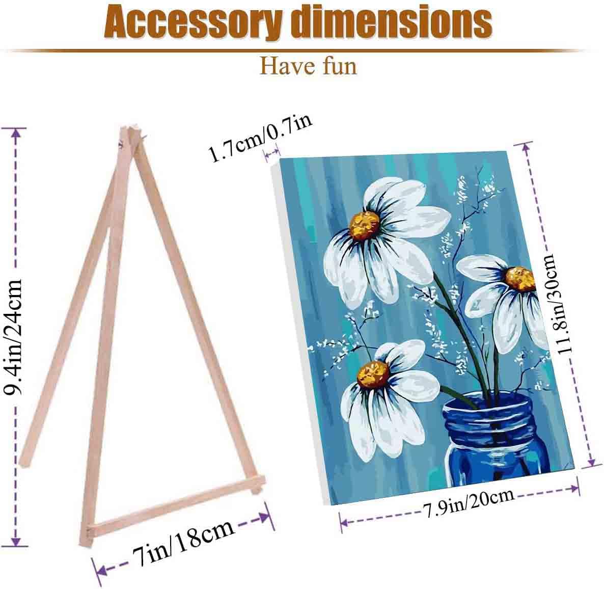 VIGEGU 4 Pack Paint by Numbers kit for Adults Framed Canvas - with Wooden Easel,Paint by Numbers for Kids Ages 8-12,Bottle Flower DIY Acrylic Oil Painting Kits Arts Crafts for Wall Decor 7.8x11.8inch VIGEGU