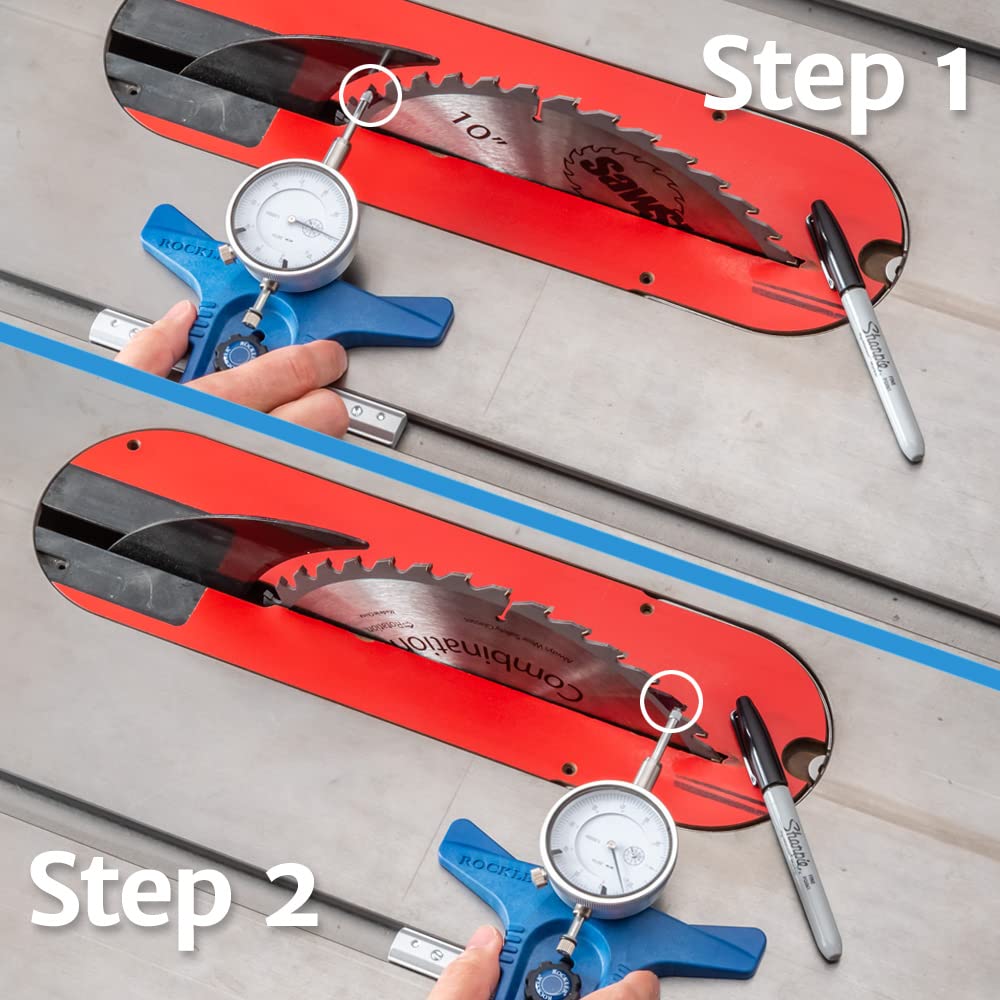 Rockler Table Saw Alignment Gauge - Precision Dial Indicator Table Saw for Parallelism & Safe Cuts – Adjustable Fit Miter Fence Gauge w/Aluminum Miter Bar, Hex Key – Woodworking Tools ROCKLER