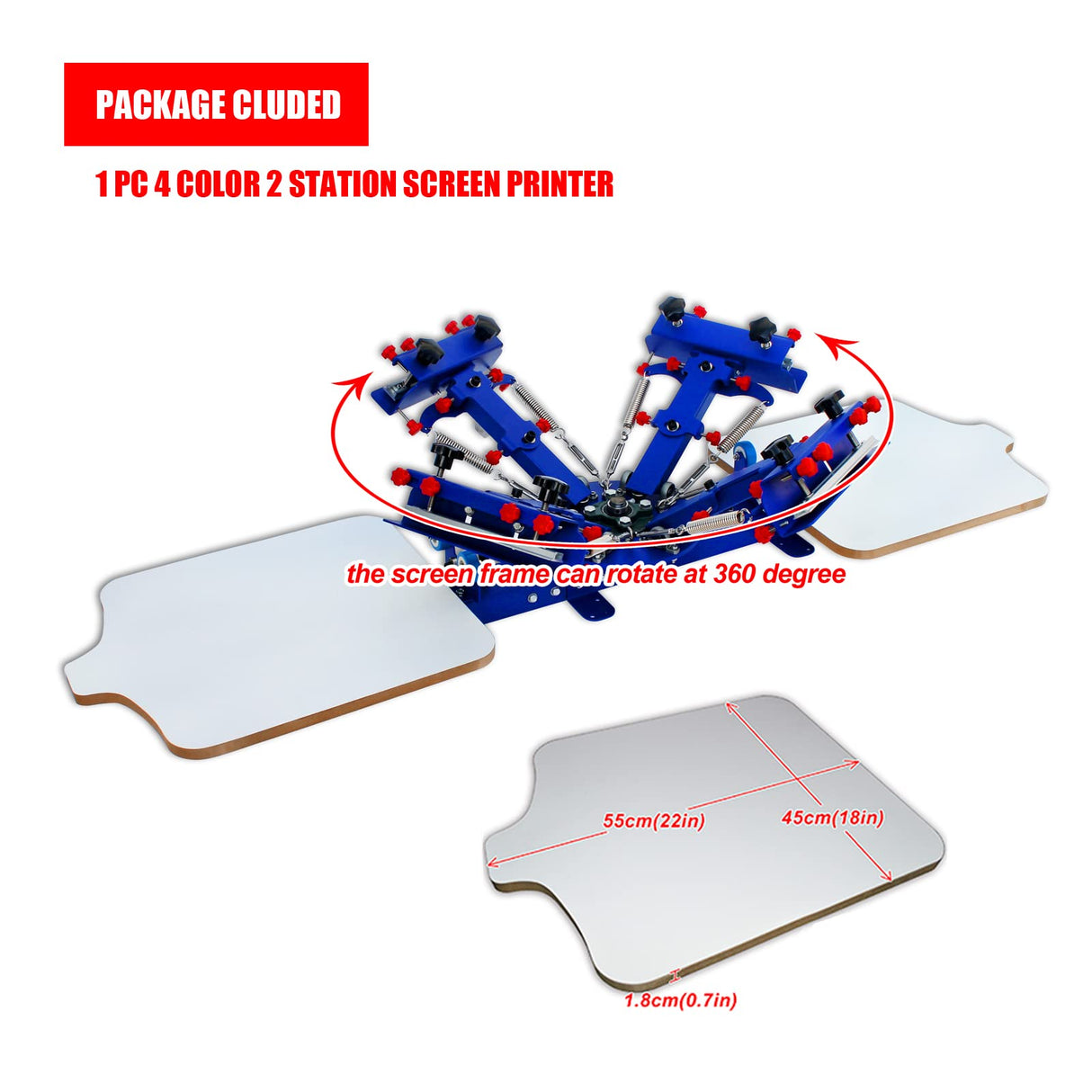 Tianiuseen 4 Color 2 Station Screen Printing Kit Desktop Screen Printer Silk Printing Press Equipment Material 18 * 20 inch Flash Dryer UV Exposure Unit for T-Shirt DIY Tianiuseen