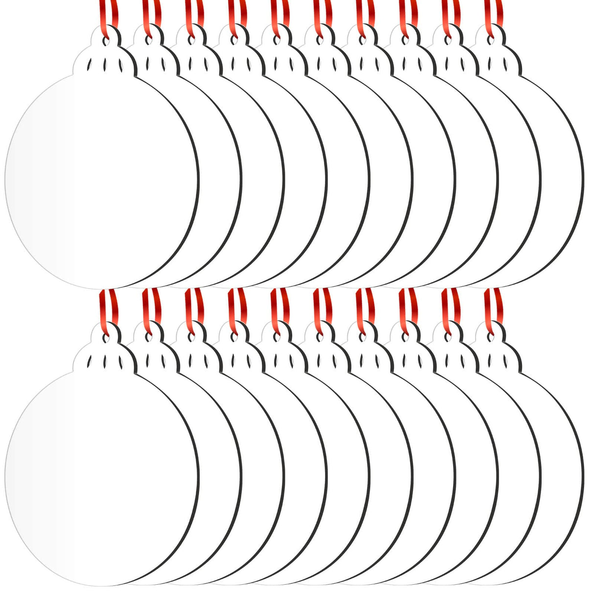 Sublimation Ornament Blanks Bulk, Cridoz 20 Pieces Sublimation Blanks Ornaments with Red Ribbon Double-Side MDF Personalized Blanks for Christmas Day and Halloween Day Decor cridoz