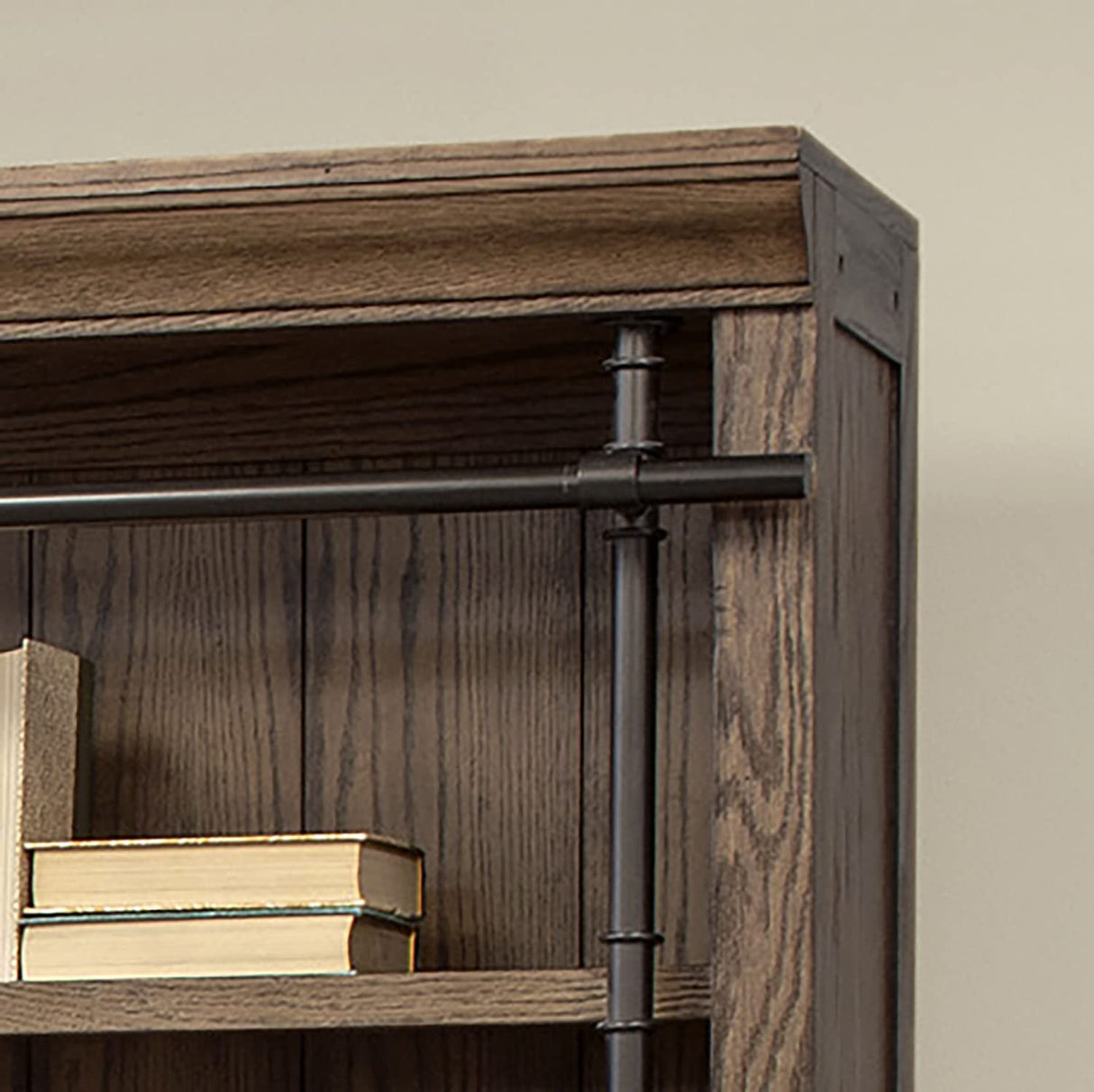 Martin Furniture Avondale 8' Tall Bookcase Wall with Ladder, Storage Organizer, Display Shelf for Office, Brown Martin Furniture