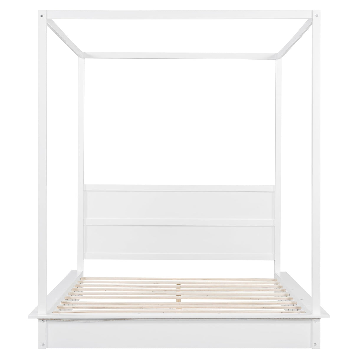 Harper & Bright Designs Queen Size Wood LED Canopy Bed Frame for Boys Girls Kids Adults Toddler, Canopy Platform Bed with Support Slats, No Box Spring Needed, White Harper & Bright Designs