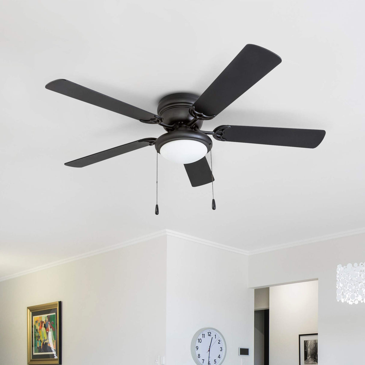 Portage Bay 50251 Hugger 52" Matte Black West Hill Ceiling Fan with Bowl Light Kit Portage Bay