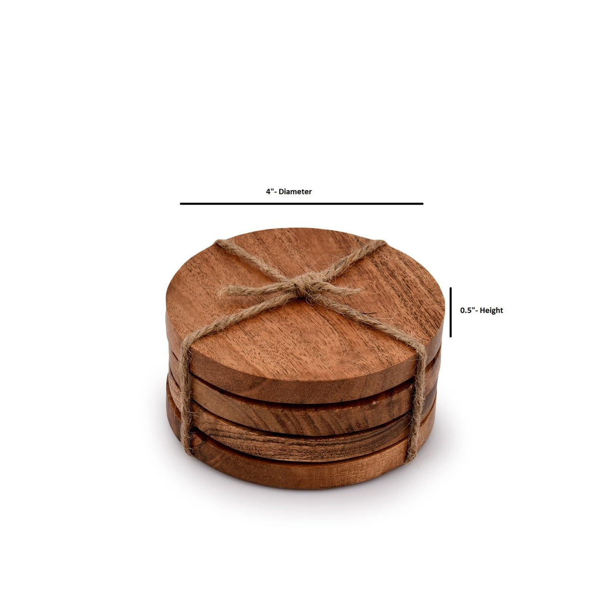 Samhita Acacia Wood Round Coasters Protection Tabletop,Countertop and Surfaces from Water Marks or Damage | Home & Office Decor | Housewarming Gift (Set of 4) (4" x 4" X 0.5") Samhita