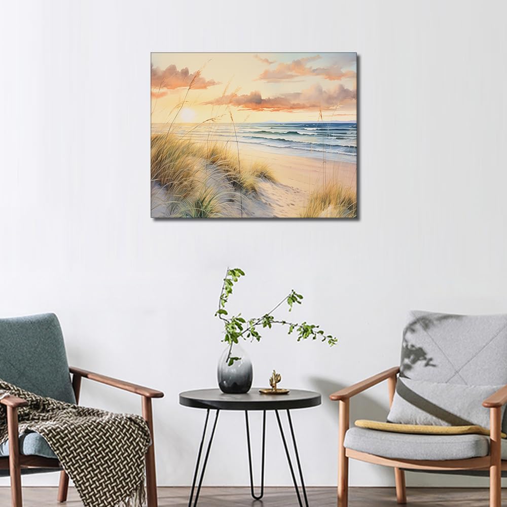 TUMOVO DIY Paint by Number for Adult Ocean, Dune Landscape Paint by Numbers, Nature Landscape Adult Paint by Numbers Kits on Canvas, 16X20 Inch Beach Paint by Numbers for Adults Beginner TUMOVO