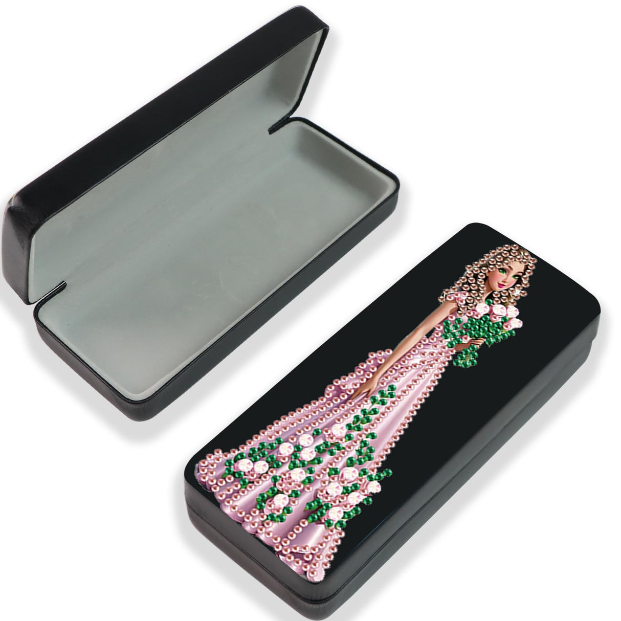 JISHSHAY Diamond Art Glasses Case Diamond Painting Sunglasses Case Diamond Art Kits for Adults Eyeglass Case Gem Art Eyeglass Holder Gem Painting Sunglass Organizer, 6.3×2.67×1.3in, Flower Fairy JISHSHAY