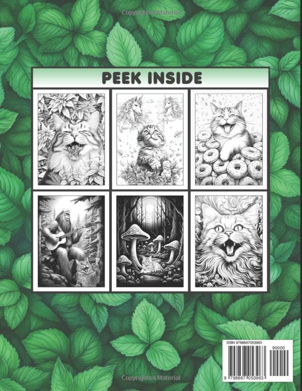 Cats On Catnip: A Psychedelic Coloring Book Journey WoodArtSupply