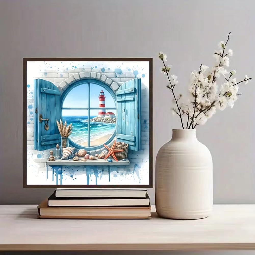 ZQEATRY Lighthouse 5D Diamond Painting Kits for Adults,DIY Round Lighthouse Landscape Theme Diamond Art Kits for Beginners,Full Drill Mosaic Art for Adults Relax Home Wall Decor 11.8 X 11.8Inch ZQEATRY