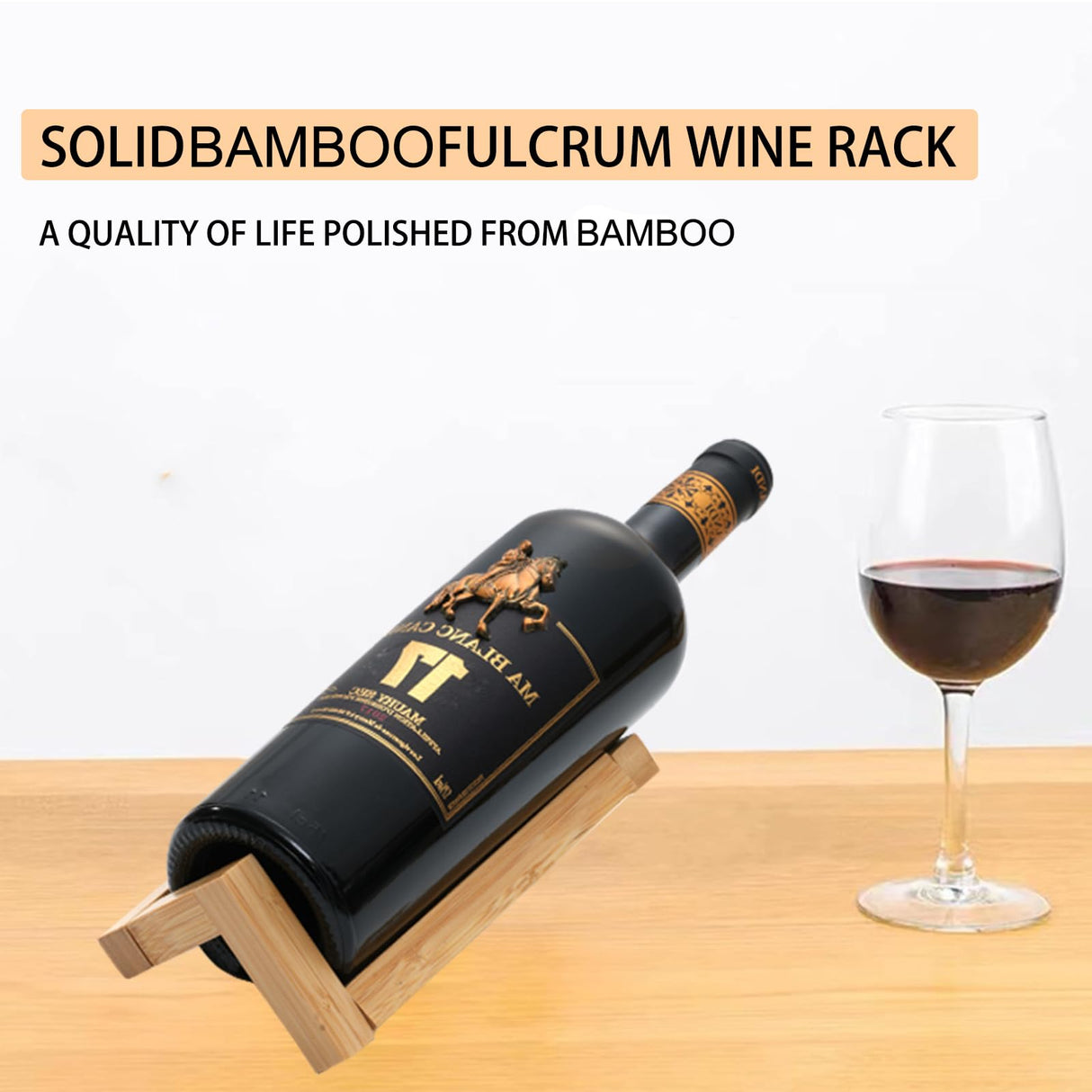 Somonka-L Single Wine Bottle Holder, Personalized Bamboo Wine Bottle Holder Stand Display Table Top Wine Rack Countertop Wine Holders Organizer for Dining Table, Cabinet Etc Somonka-L