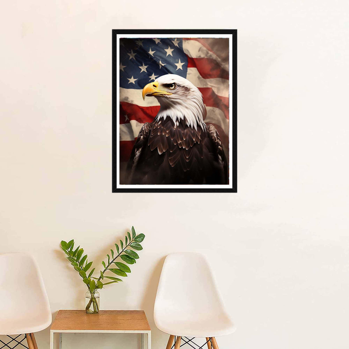 SKRYUIE 5D Eagle Diamond Painting Kits - DIY Diamond Art Kits for Adults American Flag, Full Round Drill - Crystal Cross Stitch - Adults Craft for Wall & Office Decor - 12x16 inch SKRYUIE