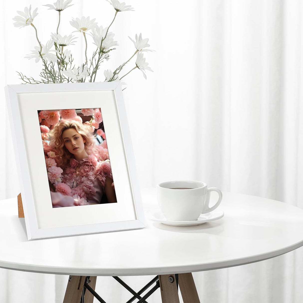 LBECUA 8x10 Picture Frame Set of 6, Display Pictures 8x10 without Mat or 5x7 with Mat, Horizontal and Vertical for Wall and Tabletop, White LBECUA