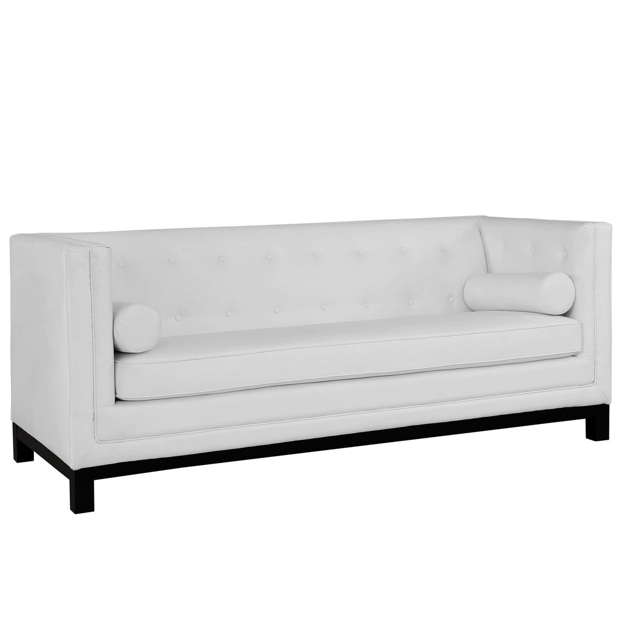 Modway Imperial Modern Bonded Leather Upholstery Sofa with Bolster Pillows in White Modway