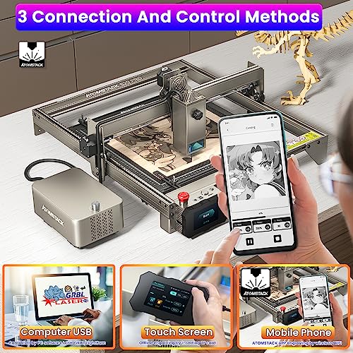 ATOMSTACK S20 PRO Laser Engraver with Air Assist Kits, Laser Class 4, 20000mW Output Laser Power, High Precision Laser Engraving Machine, Laser Cutter for Thick Wood and 0.05mm Stainless Steel ATOMSTACK