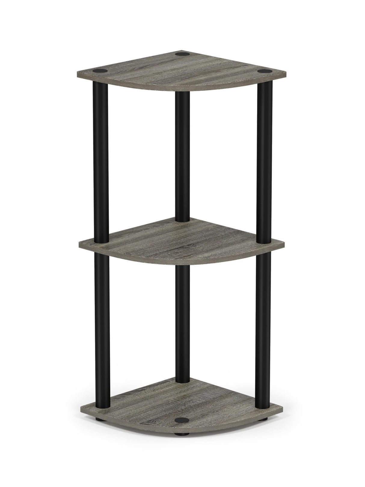 Furinno Turn-N-Tube 3-Tier Corner Display Rack Multipurpose Shelving Unit, French Oak Grey/Black, Model:12077GYW/BK Furinno