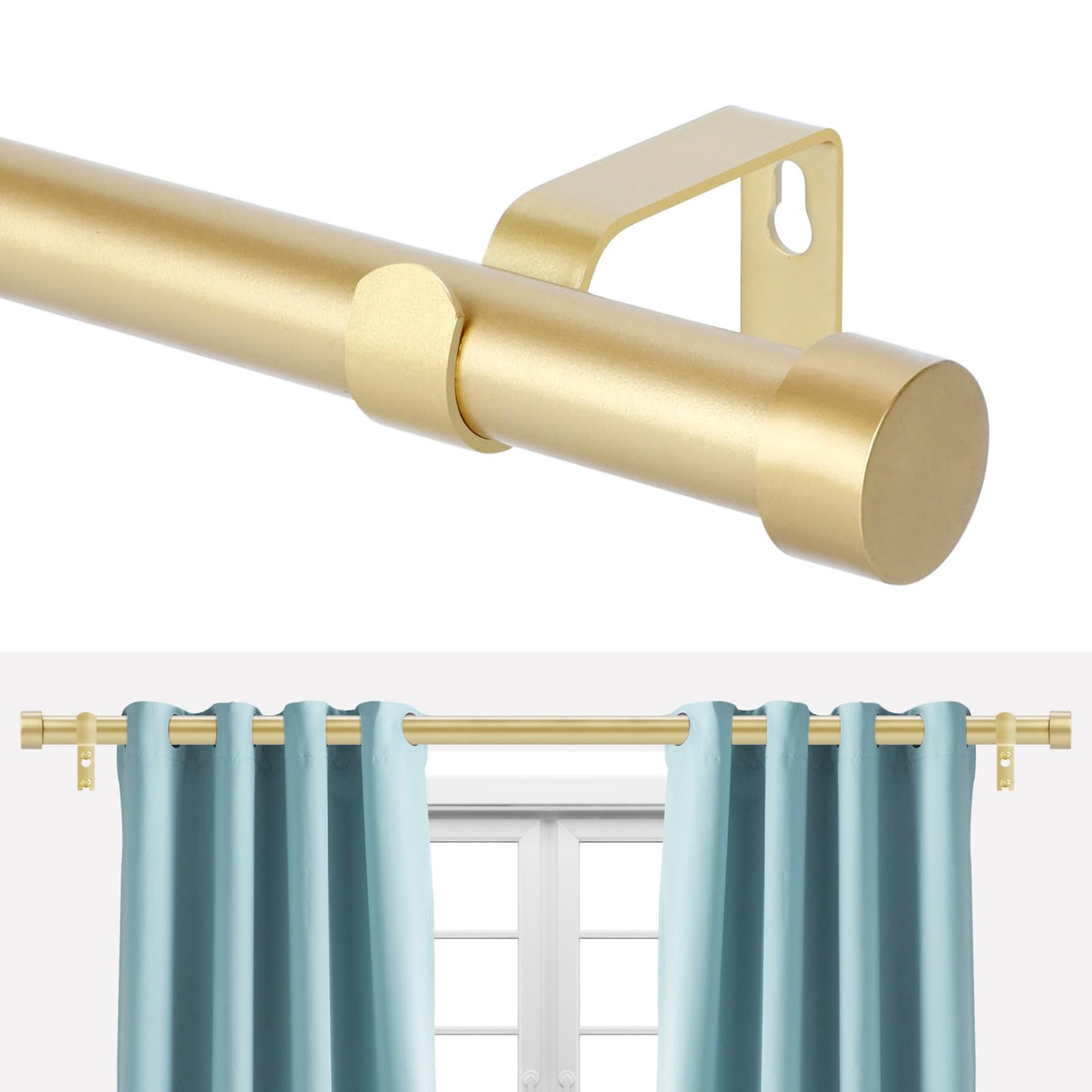 VOIIY Gold Curtain Rods for Windows 18 to 45 Inch(1.5-3.75 Feet),1" Diameter Drapery Rods with Modern Style End Cap Finials,Size:18-45 Inch VOIIY