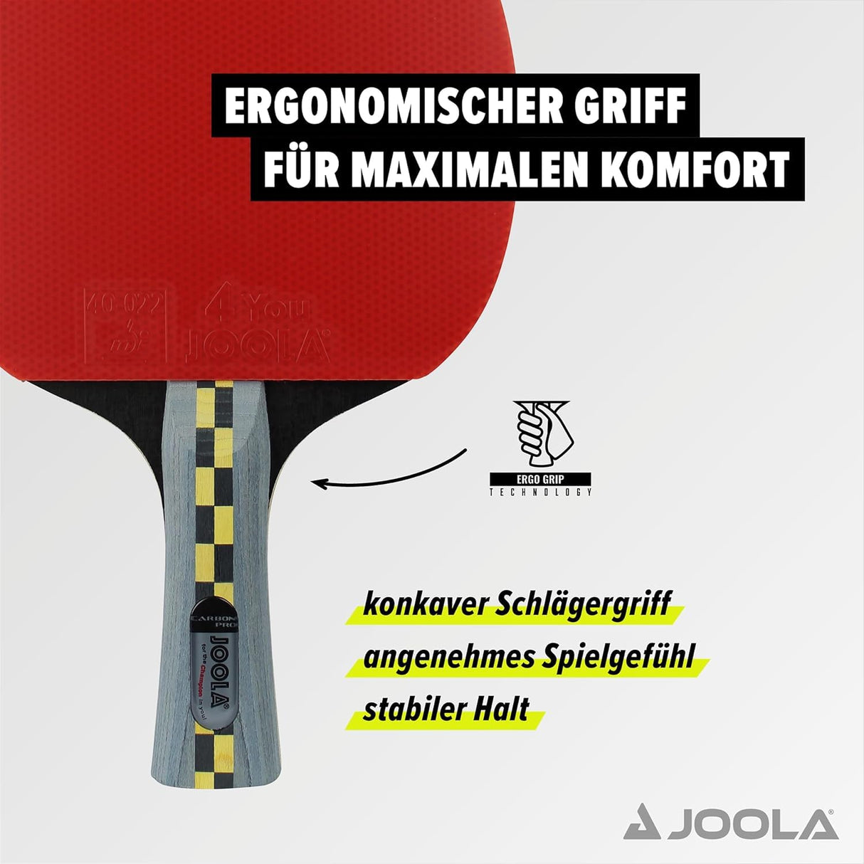 JOOLA Carbon Pro Professional Ping Pong Paddle - Racket with Carbonwood Technology & Red/Black JOOLA 4 You Rubber - Table Tennis Racket Designed for Speed JOOLA