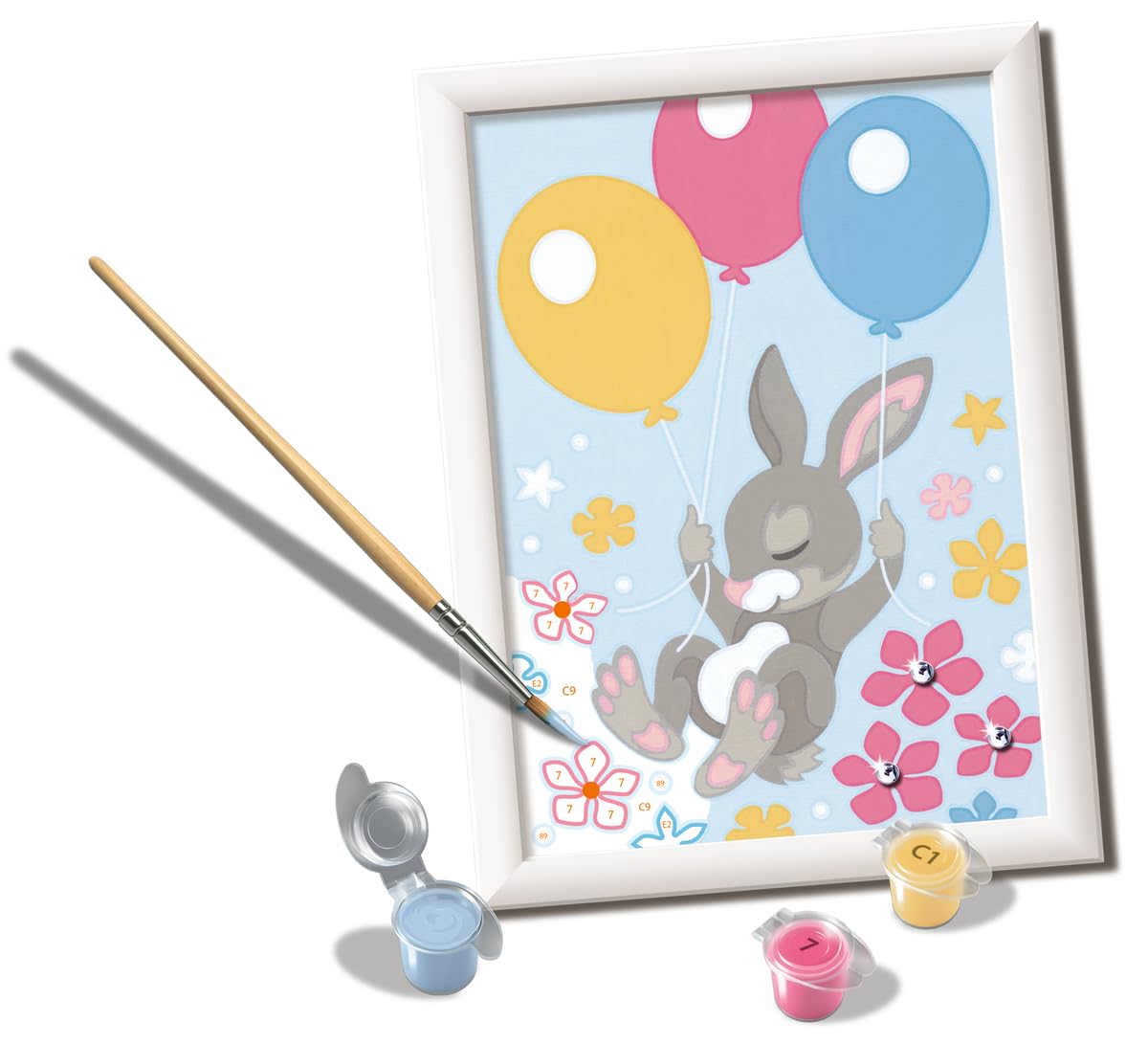 Ravensburger Flying Bunny Paint by Numbers Kit for Kids - 23564 - Painting Arts and Crafts for Ages 7 and Up Ravensburger