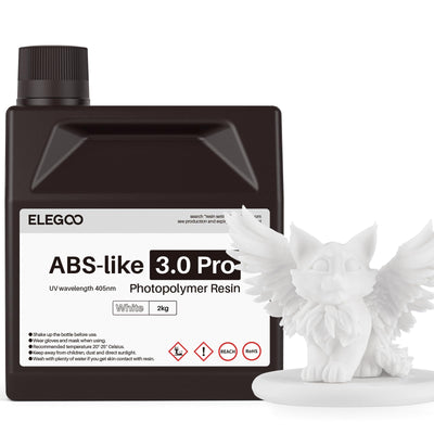ELEGOO ABS-Like Resin 3.0 Pro, 3D Printer Resin with Low Viscosity and High Precision, 405nm Rapid UV-Curing Photopolymer Resin, 3D Resin for LCD/DLP 3D Printing, White 2000G