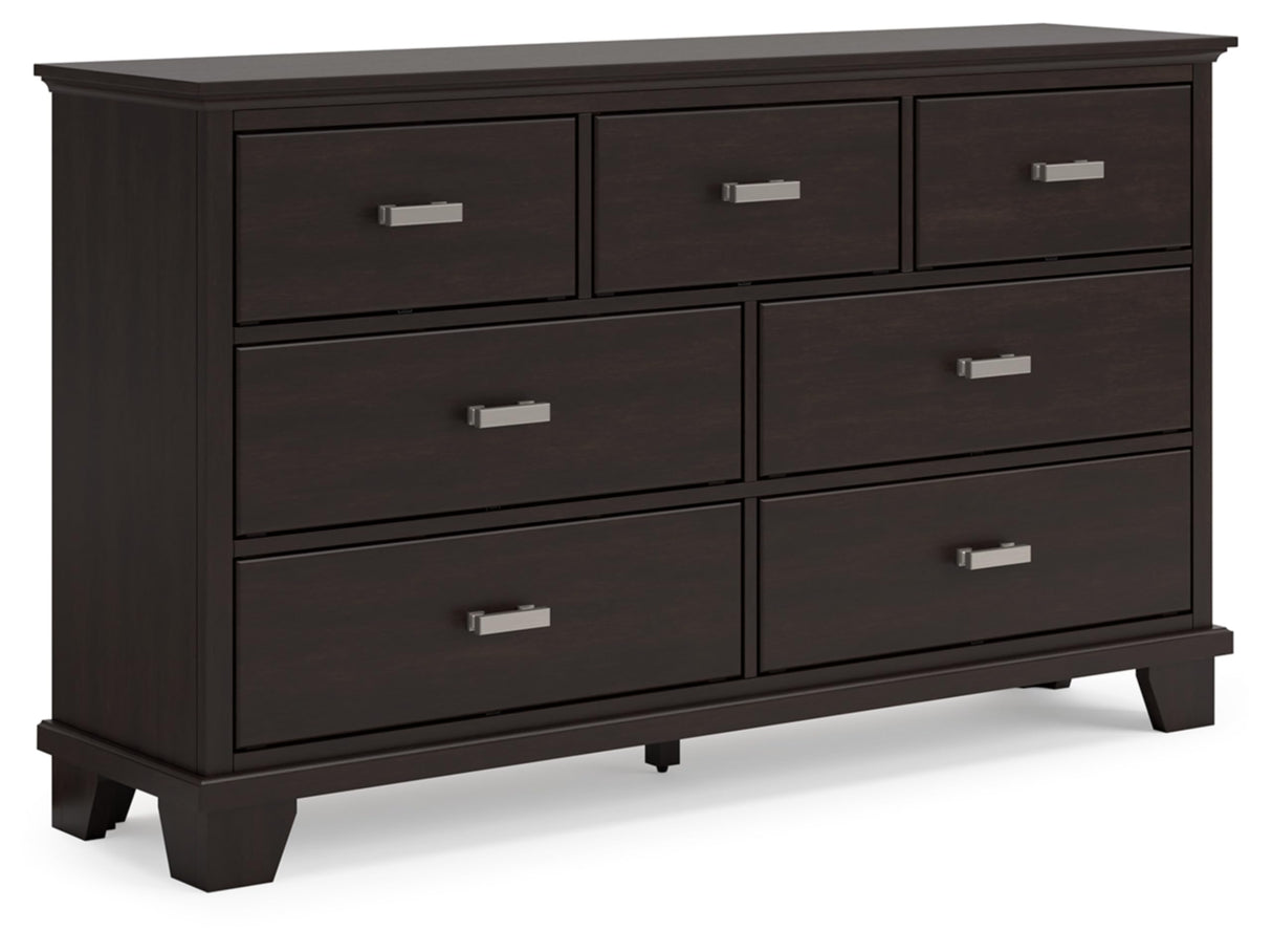 Signature Design by Ashley Covetown Contemporary 7 Drawer Dresser with Safety Stop for Bedroom, Dark Brown Signature Design by Ashley