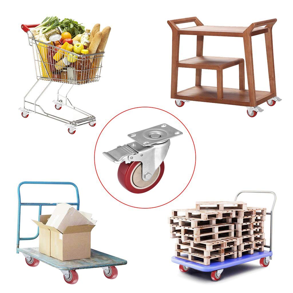 4 inch Heavy Duty Casters Load 1800lbs,Lockable Bearing Caster Wheels with Brakes,Swivel Casters for Furniture and Workbench,Set of 4 (Free Screws) Moogiitools