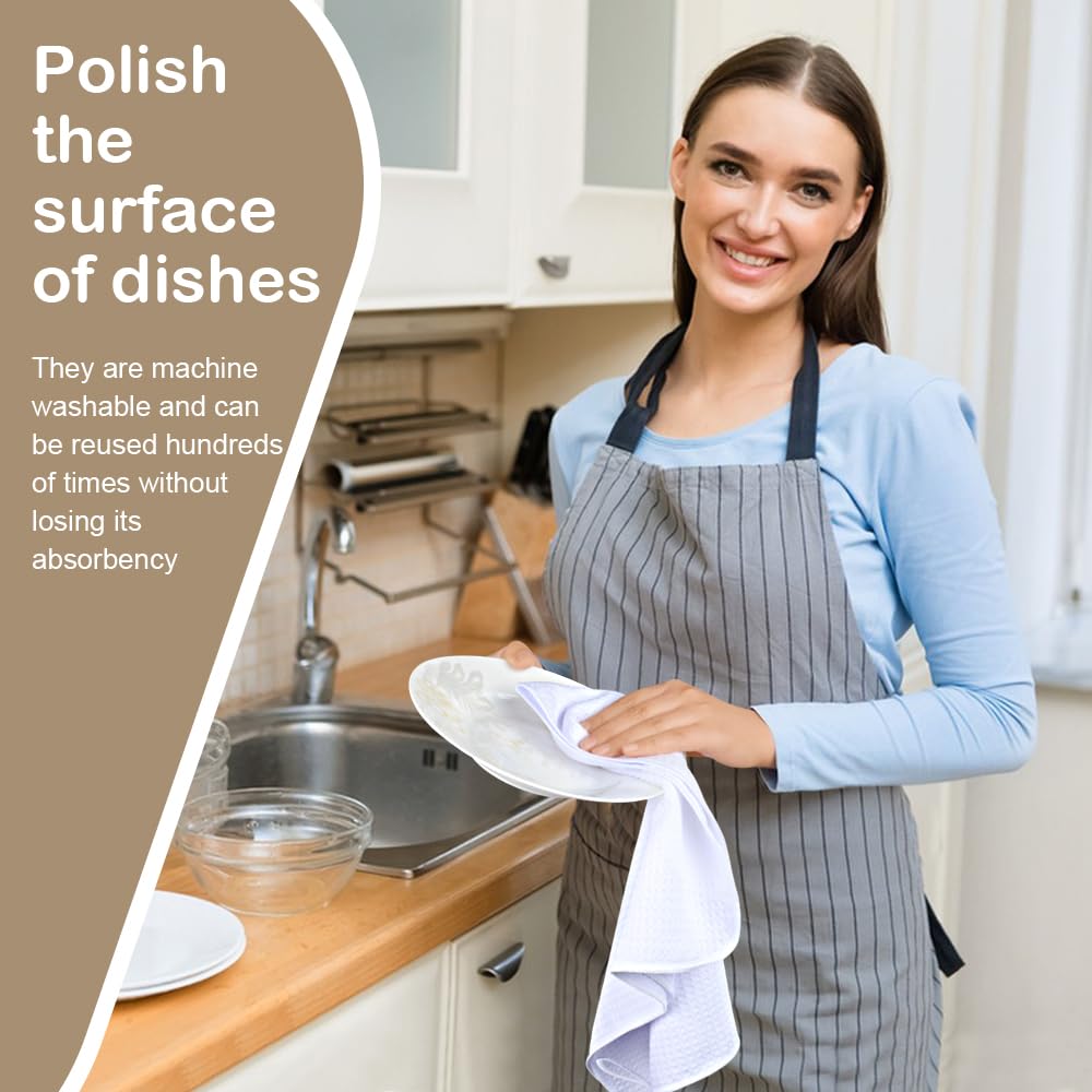 SINLAND Kitchen Towels Premium Sublimation Blank Towels Fast Drying Tea Towel Polyester Dish Towels for Drying Dishes 16 Inch X 24 Inch 10 Pack White SINLAND