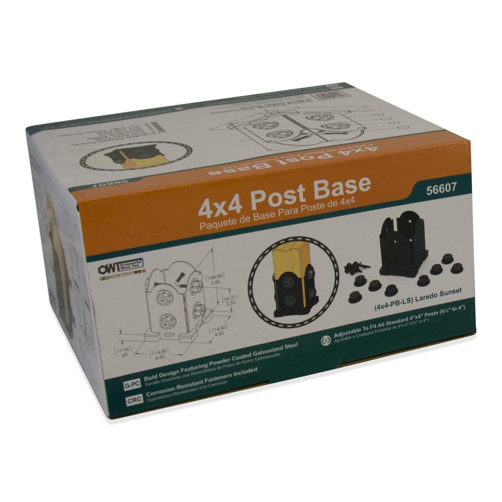 Ozco Building Products 56607 Laredo Sunset 4x4 Post Base Kit, (1 per Pack) , Black Ozco Building Products