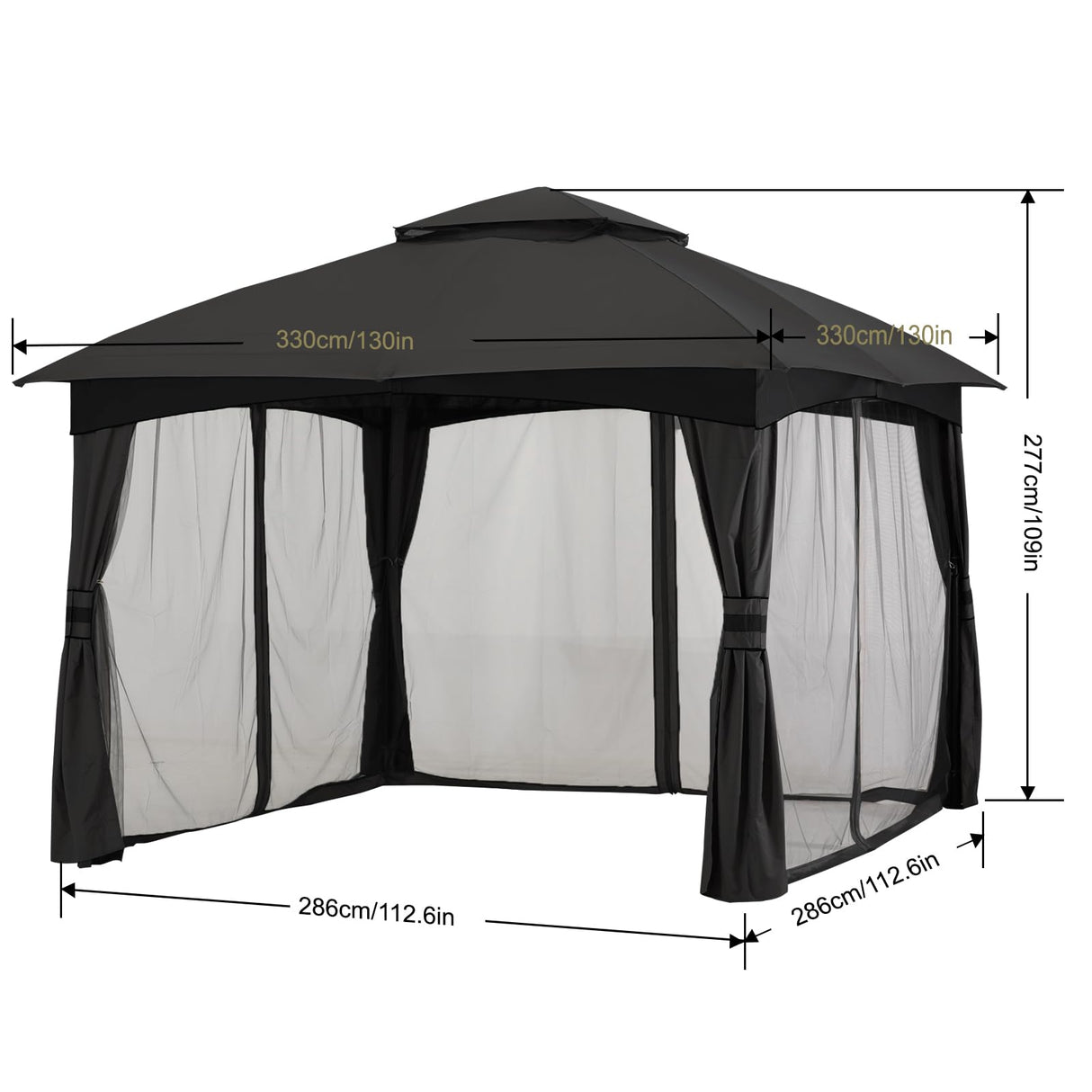 MASTERCANOPY Outdoor Patio Gazebo for Garden with Upgrade Steel Frame and Netting Walls (10x10,Gray) MASTERCANOPY