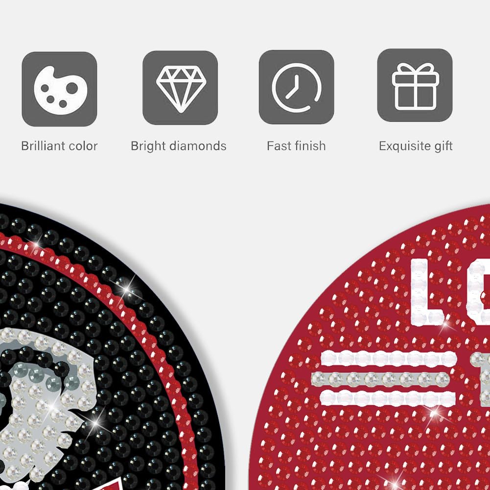 Bartogro 8 Pcs College Football Diamond Art Coasters Kits with Holder, Diamond Painting Coaster Kits DIY Crafts for Adults Diamond Art Painting Kits Supplies for Alabama Gift Bartogro