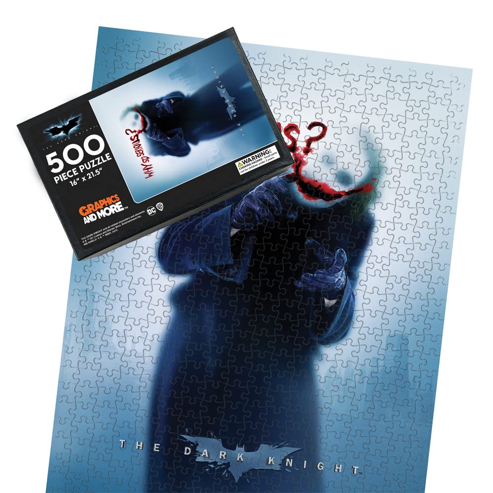 The Dark Knight Joker Poster 500 Piece Jigsaw Puzzle for Adults, 16" L X 21.5" W GRAPHICS & MORE